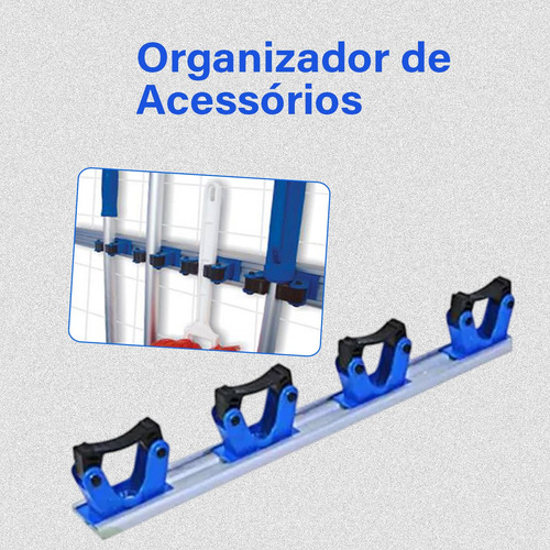 Suporte Vassoura Rodo Pá Organizador 6 Acessórios Bralimpia