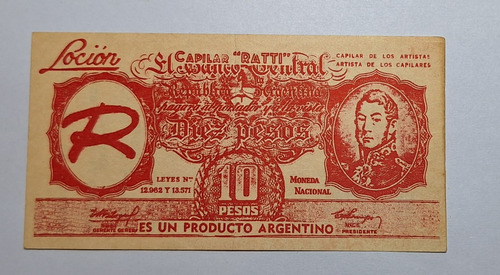 Billete Publicitario Loción Capilar Ratti 