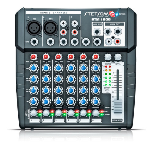 Mesa De Som Stetsom Stm1206 Automotiva Entrada Aux Microfone