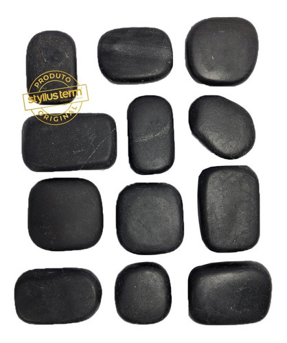 Kit 12 Pedras Vulcânicas Para Massagem Basalto Quadradas