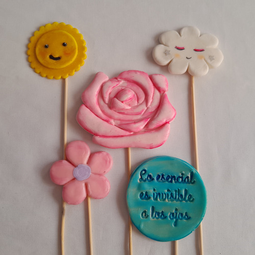 Adorno Torta Topper Porcelana F Madres Dulce Espera Mujer X4 Rosa Mamá - Dulce Espera - Mujer