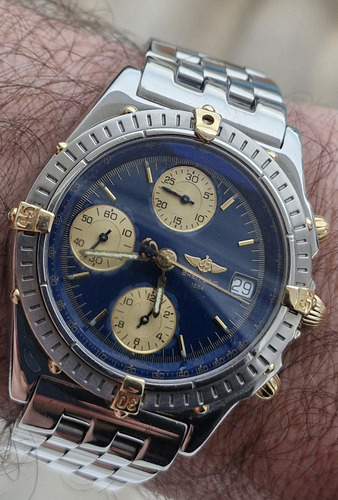 Relógio Breitling Chronomat Aço E Ouro. Fundo Azul. Ouro E Aço Ouro E Aço Azul (Usado)