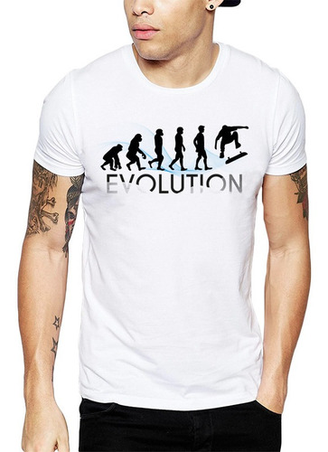 Imagen 1 de 3 de Polera Evolution Skate Skateboarding Blanca