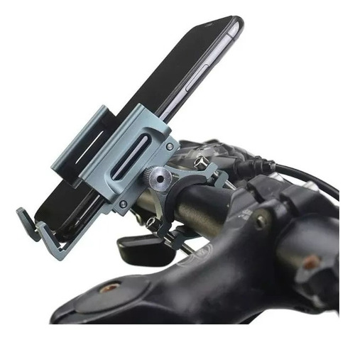 Porta Smartphone Celular Metálico Para Moto Bicicleta Grande Negro