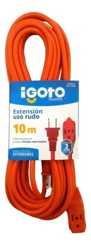 Extension Electrica Uso Rudo Polarizada Naranja 10m 