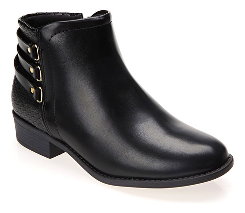 Bota Casual Feminina Ankle Preta Com Tiras Modare