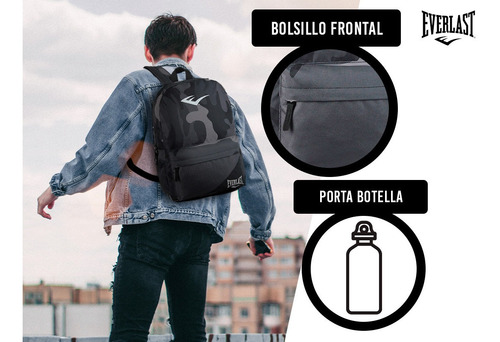 Imagen 4 de 10 de Mochila Everlast Militar Liviana Deporte Diseño Premium Tsr!
