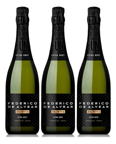 Espumante Federico De Alvear Extra Brut 750 Ml Champagne X3