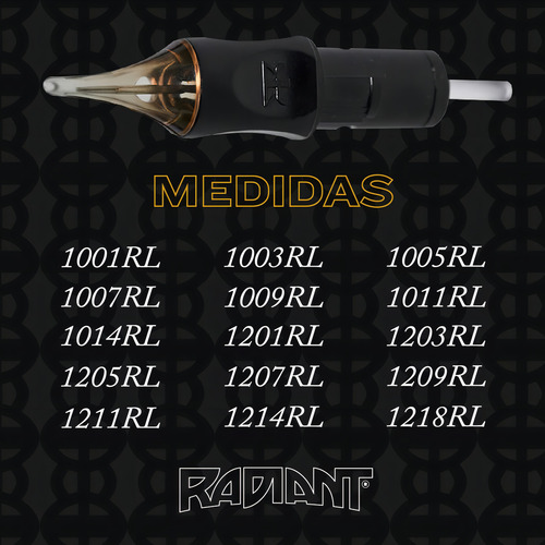 Cartuchos Agujas Para Tatuar Radiant Rllt Profesional 20pzs Calibre de las agujas 1005
