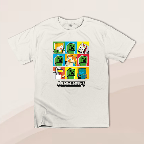 Playera Minecraft Cuadricula Steve Alex Creeper Infantil