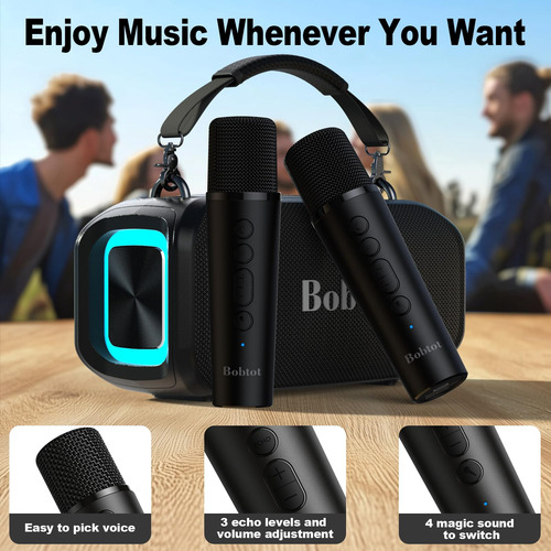 Máquina De Karaoke Bobtot Pequeña Portátil Con 2 Micrófonos