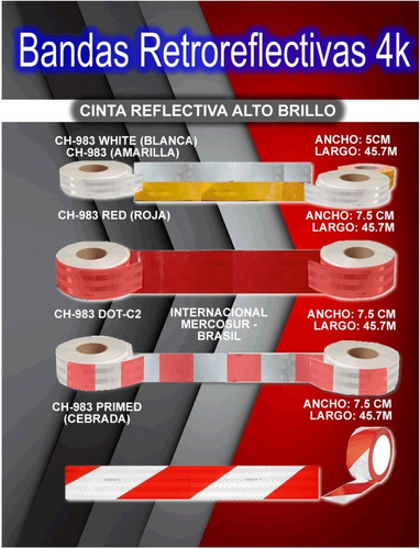 Cinta Reflectiva Roja 3m Adhesiva Homologada (por Metro)