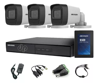 Kit Seguridad Hikvision Dvr 4ch + 1tb + 3 Camaras Full 1080p