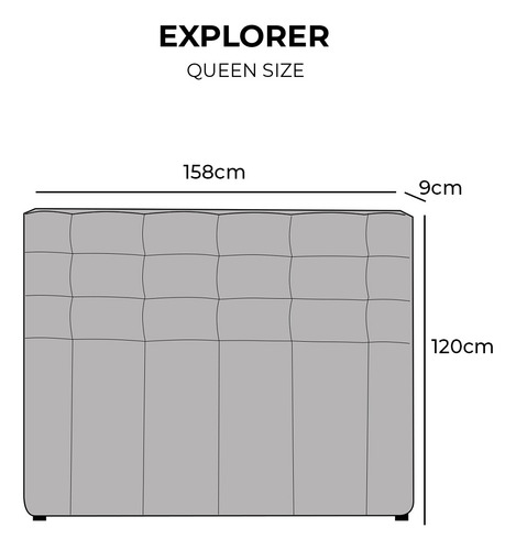 Cabecera Queen Size Roomi Explorer Diseño Moderno Rs Color Azul Petróleo