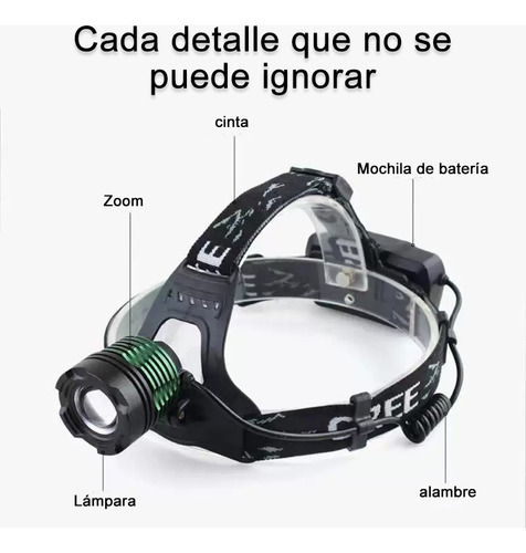 Lampara Cabeza Linterna Led Minera Minero Recargable Lámpara