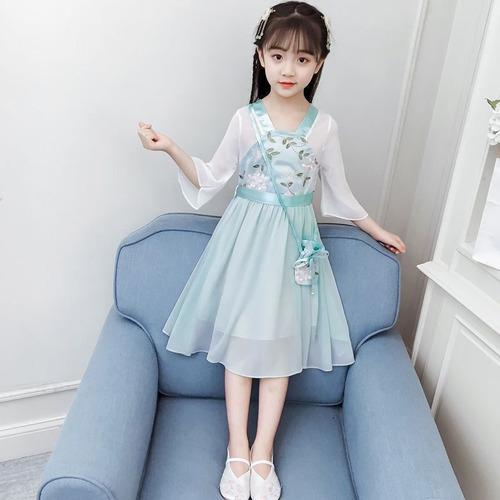 Vestido De Otoño Hanfu Para Niñas, Estilo Chino Antiguo, Par