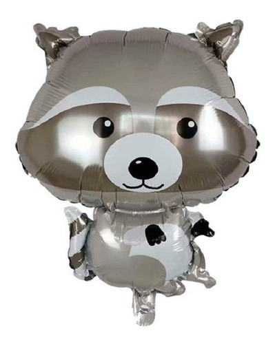 Imagen 1 de 2 de Globo Metalizado Mapache Animales Bosque 65 Cm
