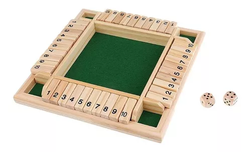 We Games 4 Player Shut The Box Jogo de tabuleiro de dados com tampa -  Madeira manchada