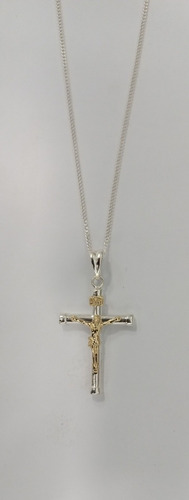 Exclusivo Crucifico Plata Fina Cristo Oro 18 Ktes Psp Gps