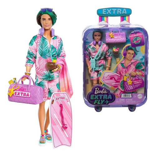 Barbie Extra Fly Muñeco Ken Look Tematica Tropical.