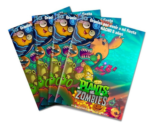 Planta Vs Zombies Libros Souvenirs X10 Para Colorear