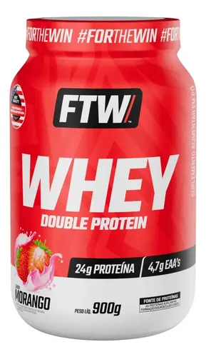 Whey Double Protein 900g Sabor Morango - FTW