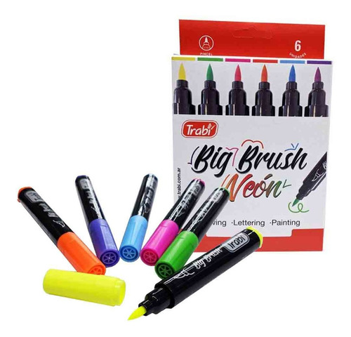 Marcadores Trabi Big Brush Color Neon X 6 Colores P Pincel