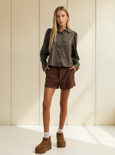 Camisa Mangas Largas Pomplin Para Mujer