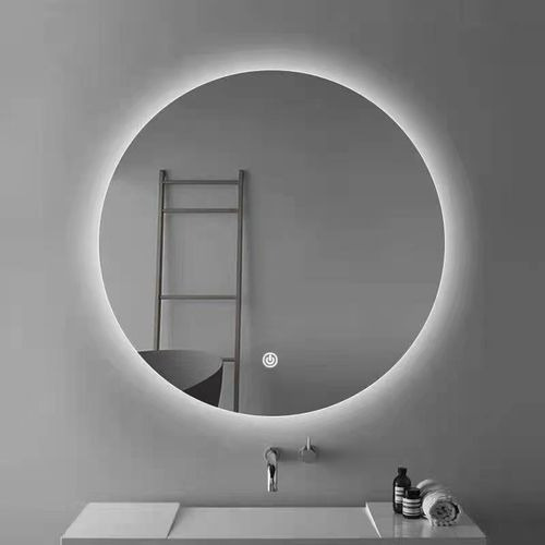 Espejo Redondo Con Luz Led Táctil 60x60cm Baño Cuarto Sala Marco Blanco