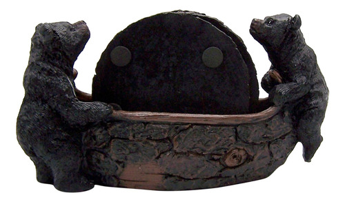 Soporte De Canoa De Oso Negro Con 4 Posavasos, 725 Pulgadas