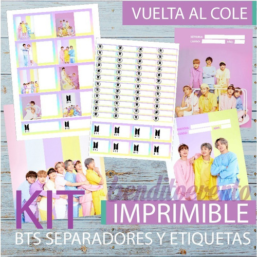 Kit Imprimible Bts Etiquetas Escolares Separadores Editable