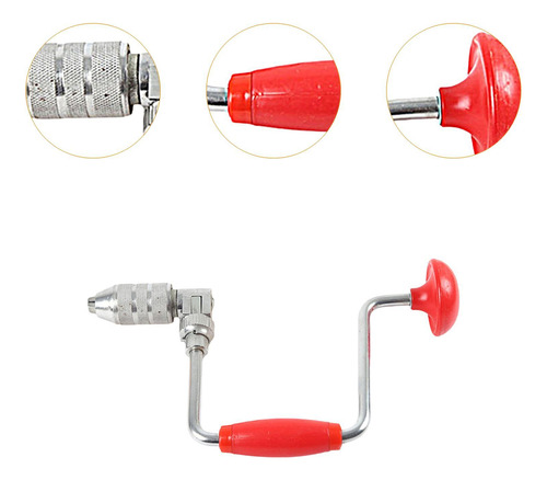 Taladro Manual Para Carpintería, Herramienta De Rojo