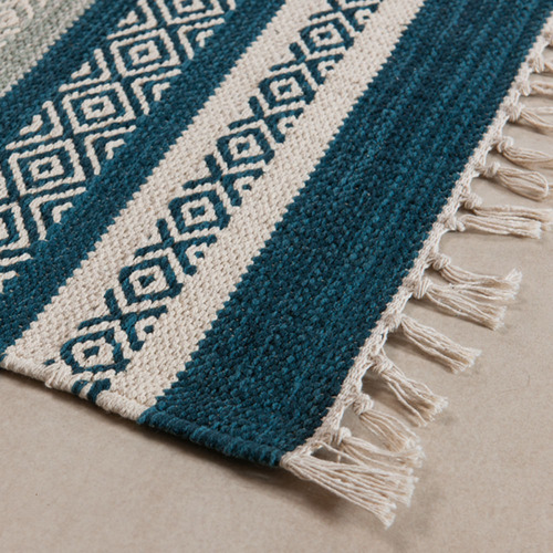 Tapete Kilim Chicago 2,00 X 2,50 Des 004 Cor Azul-petróleo Desenho do tecido Geométrico