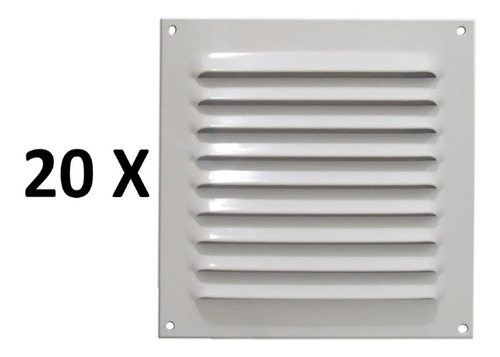 Imagem 1 de 5 de Kit 20 Grades Ventilação Quadrada Alumínio Branca Itc 20x20