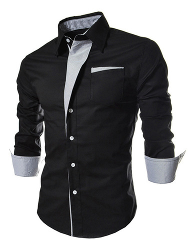 Camisa R Para Hombre A Cuadros De Manga Larga Con Botones Y