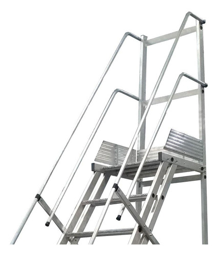 Escada Plataforma Nr12 2,50m 9 Degraus 2 Rodas Escaleve