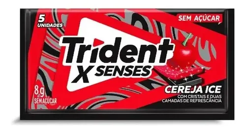 Chiclete Trident Xsenses Cereja Ice Sem Açúcar - Caixa Com 21 Unid