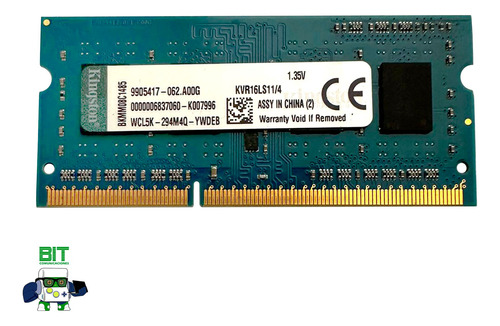  Memoria Ram Kingston Ddr3 4gb 1333mhz 1.35v Kvr16ls11-4