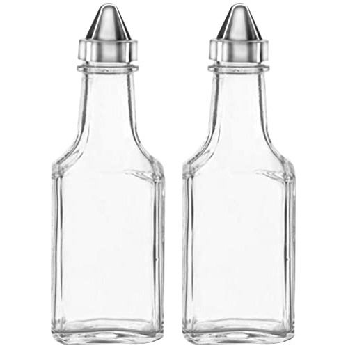 2pcs Glass Oil Vinegar Dispenser Clear Oil Cruet Bottle...