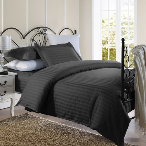 Imagen 2 de 2 de Duvet Cover Gris Líneas Microfibra Doble