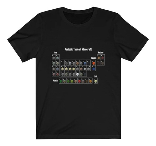 Polera Unisex Minecraft Game Tabla Periodica Estampado