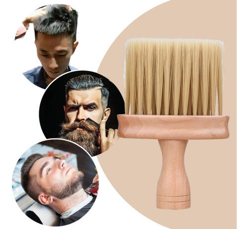 Cepillo Madera Limpieza Cuello Barbería Corte De Pelo 1pz F Color Beige