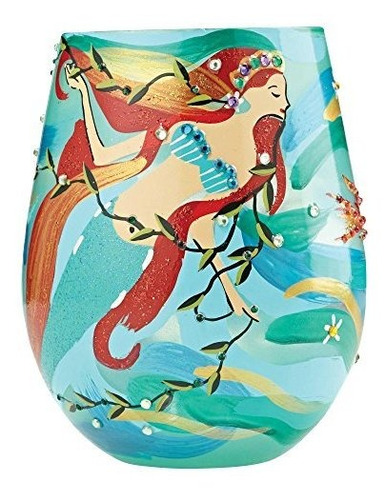 Diseños De Lolita Mermaid Handpainted Artisan Stemless Wine