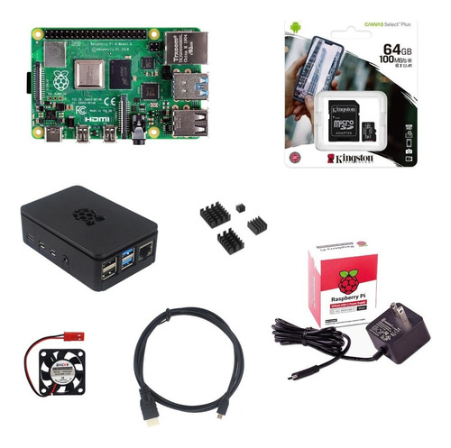 Kit Raspberry Pi 4 4b De 2 Gb Ram Fuente Case Ventilador Sd