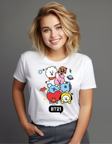 Playera Estampada Bts Bt21 Dtf Monique