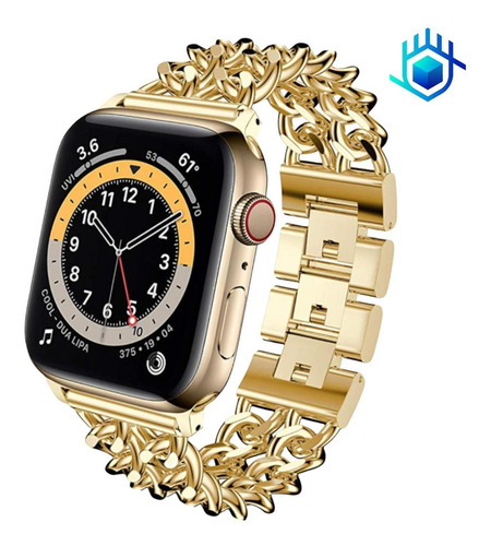 Imagen 1 de 10 de Correa Extensible Para Apple Watch Cadena + Mica Lujo Metal