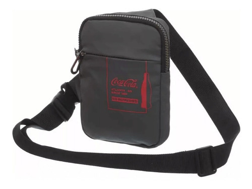 Bolsa Transversal Coca Cola Fierce Cor Cinza-escuro Cor da correia de ombro Preto Desenho do tecido Liso