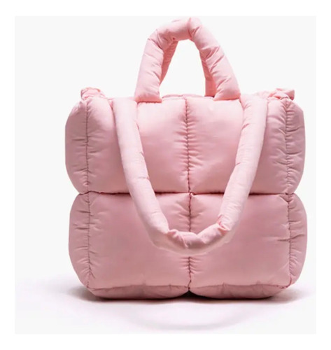 Bolsa De Mano Acolchado De Plumas Tote Mujer Puff Casual 