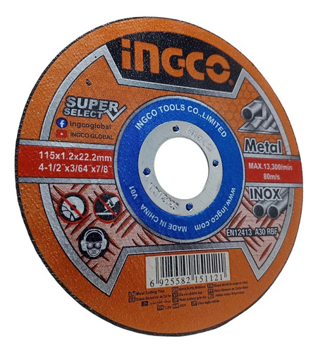 Discos De Corte 4-1/2 X 1.2mm Super Select Ingco