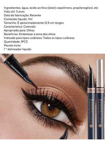 Caneta Delineadora Líquida Prova D'água Utealice Ultra Fina